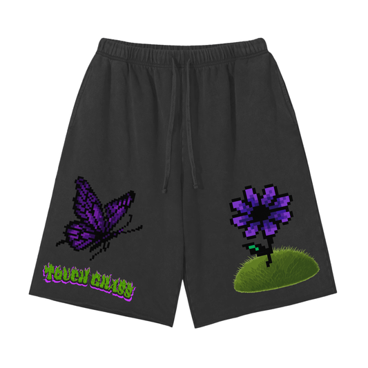 Snow Washed Raw Hem Shorts